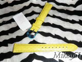 NEW MICHELE BRIGHT YELLOW LEATHER 16MM WATCH BAND  