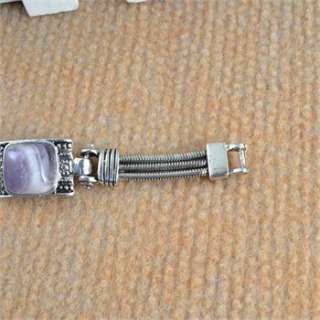 Vintage Look Tibetan Silver Alloy Square Amethyst Bead Cocktail Cuff 
