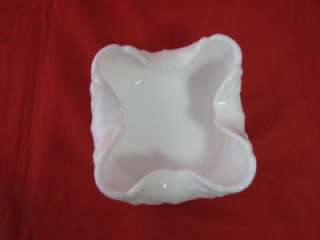 White Milk Glass Grape Leaf Design Candy Dish  
