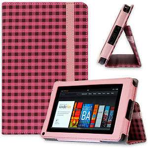 CaseCrown Oxford Cover Case for Amzon Kindle Fire (Pink/Brown 