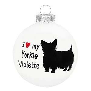  Personalized I ♥ My Yorkie Glass Ornament: Home 