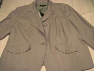 Plus Size Womens Blazer Jacket Talbots Size 24W Gray Linen Cotton 