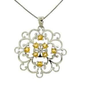  Sterling Silver Citrine Necklace Jewelry