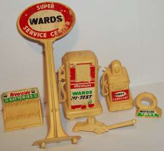 MARX 1960s GAS STATION MONTGOMERY WARDS SERVICE STATION PLAYSET PARTS 