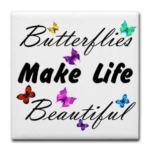  Tile Coaster (Set 4) Butterflies Make Life: Everything 