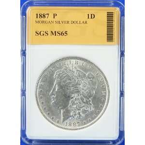    1887 P MS65 Morgan Silver Dollar SGS Graded 