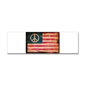  Bumper Sticker Worn US Flag Peace Symbol 