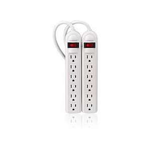  Enercell™ 6 Outlet Surge Strip (2 Pack): Electronics