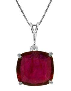 14K. White Gold Cushion Shaped Natural Red Ruby Solitaire Pendant 