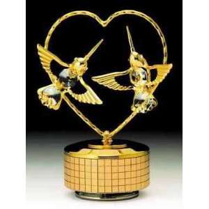    Hummingbirds Heart Gold Swarovski Crystal Music Box
