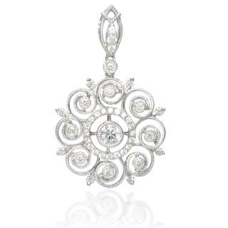 This diamond pendant contains caviar beading, creating an antique 