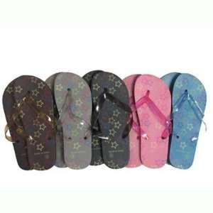  Ladies Flip Flop Sandals Star Print 5 Colors Case Pack 72 