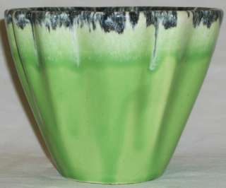 Vintage Hull Coronet 204 Planter Vase Bowl Green Drip Pottery  