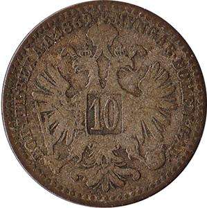 1869 Austria 10 Kreuzer Silver Coin Franz Joseph I KM#2206  