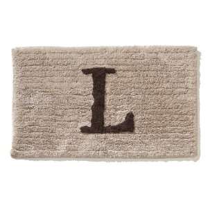   Monogram Letter L Bath Rug, Brown in Taupe, 21 by 34 Inch Home