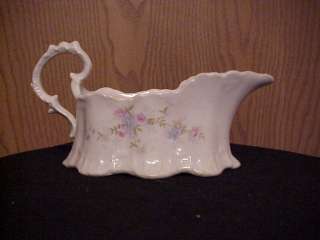STERLING CHINA GRAVY BOAT WHITE WITH FLORAL DESIGN  