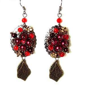 AddL Item  1p antiqued crystal bead earrings dangle 