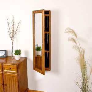  Solid Wood Jewelry Armoire Mirror with Beveled Mirror 