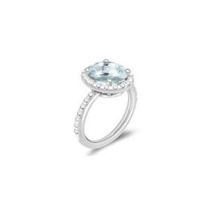   Diamond & 2.95 Cts Sky Blue Topaz Ring in 14K White Gold 10.0: Jewelry