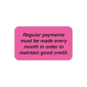 MAP4260 Chart Label Regular Payment Fl Pink 250 Per Roll by Integrated 