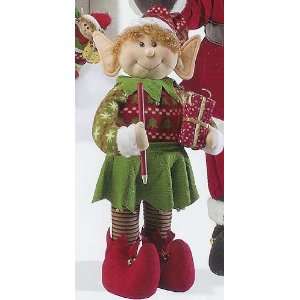  30 Plush Happy Christmas Elf With Present And Pencil 