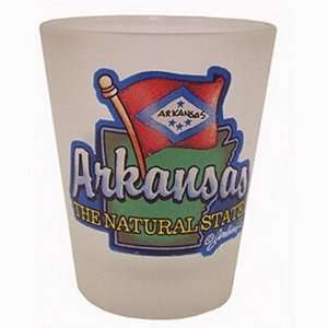  Arkansas Shot Glass 2.25H X 2 W Frosted Map/Flag Case 