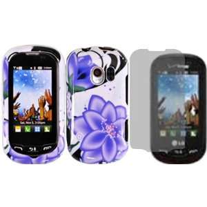  Violet Lily Hard Case Cover+LCD Screen Protector for LG 