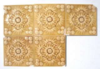 Art Nouveau ceramic majolica 5 tiles bargain clearance  