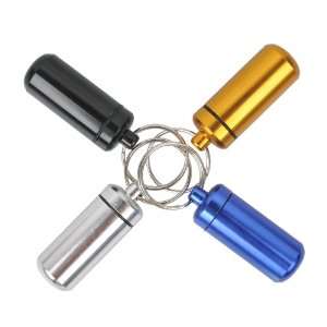  Travel Aluminum Bottle Pill Container with Key Ring 