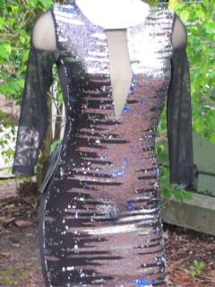 BEBE DRESS One Shoulder Cascading Sequins Dress 185774  