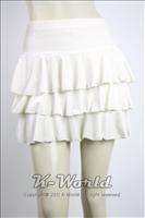 XS~S ♣ Off White Layd Womens Tiered Velvet Cute Mini Skirt 