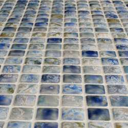   16 in Neptune Blue Porcelain Mosaic Tile (Pack of 10)  
