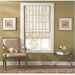   Off white Striped Fabric Roman Shade (35 in. x 72 in.)  Overstock
