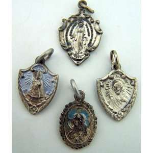 LOT 4 Miraculous Medals Cross Antique 