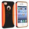 Hybrid Orange Skin / Black Hard Case Cover for iPhone 4 G 4S Sprint 