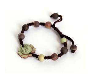 Two Layer Stone Lotus Bead Beads Adjustable Bracelet  