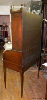 Antique Federal Mahogany Inlaid Secretary Bookcase Tambour Desk 