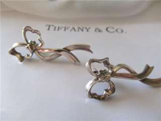 Vintage Tiffany & Co. Bow Ribbon Sterling Silver Earrings  