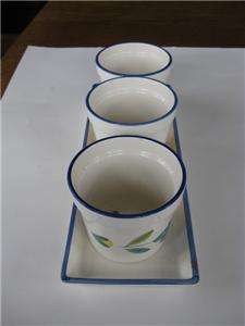 Dansk tray holds 3 small plant pots ~ for herbs/small plants ~