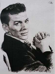 Young Frank Sinatra Sketch Charcoal Pencil Drawing  