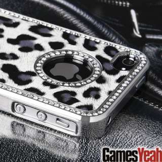   Rhinestone Leopard Hard Case Cover For ATT Verizon iPhone 4 4G 4S