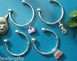 1x Baby silver bangle bracelet girl or boy & charm  