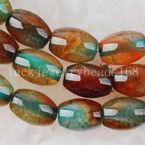 Multicolor Dragon Veins Agate Barrel Loose Beads FG1890  
