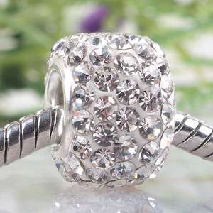 White Swarovski Crystal 925 Silver Charm Beads Fit Bracelet  