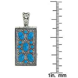 Sterling Silver Created Turquoise Bead Detail Locket Necklace 