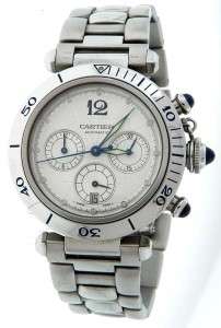 Men Cartier Pasha Chronograph Automatic Stainless Steel 38mm Date 