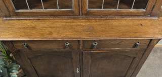 Antique Tall Solid Oak Bookcase Bookshelf w/ Cabinet g78  