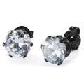 West Coast Jewelry Black Stainless Steel Cubic Zirconia Stud Earrings 
