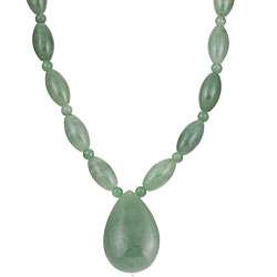 14k Yellow Gold Dyed Green Jade Teardrop Necklace  Overstock