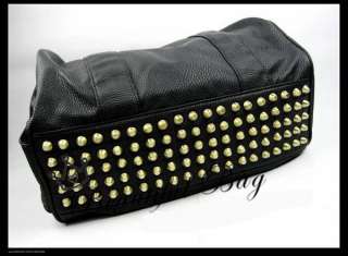 New Black Celebrity Bottom Studs Rivet Tote Handbags  